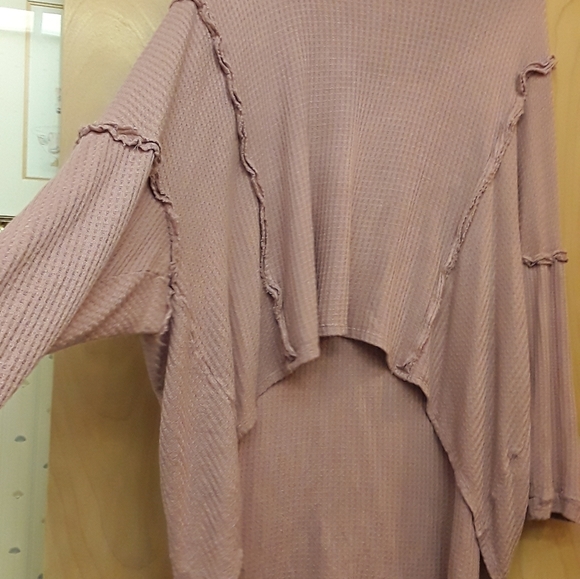 Pink Blush Mauve Boho Asymetrical Keyhole Sweater Tunic Top Native People L - Picture 3 of 7